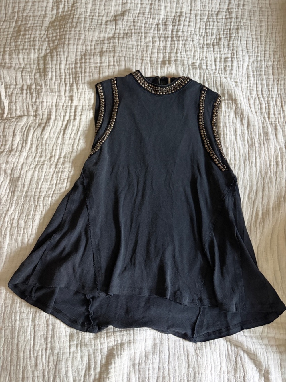 FREE PEOPLE Black Sleeveless Beaded Neckline Top